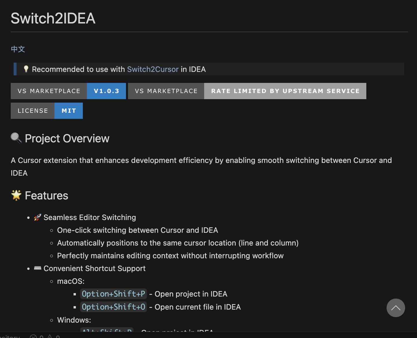Switch2IDEA-cursor截图